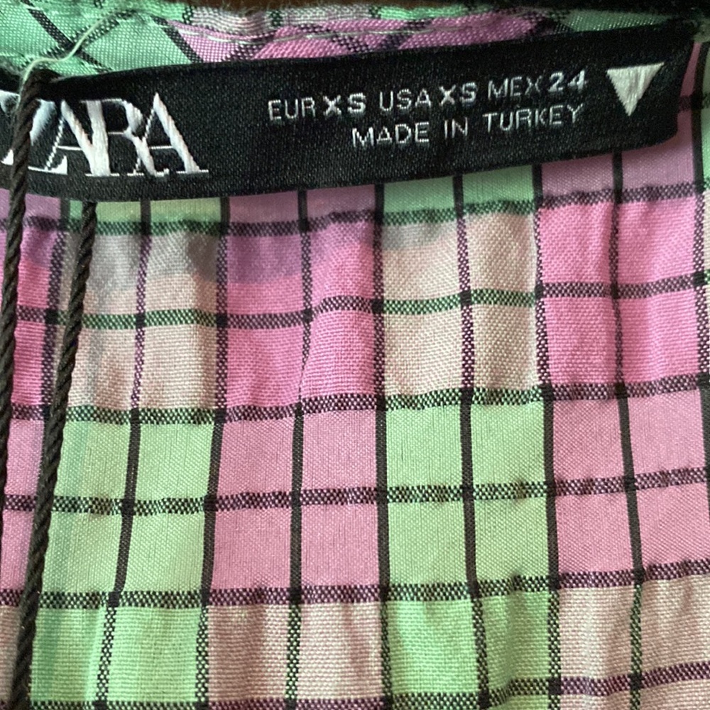 Zara Purple/Green Checkered Long Dress - Picture 5 of 6